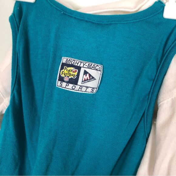 Vintage Mighty Mac Sports Jacquars Blue White Turtleneck Dress Football 2 Pc - Picture 3 of 6